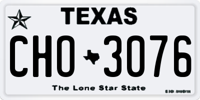 TX license plate CHO3076