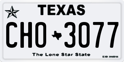 TX license plate CHO3077