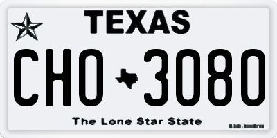 TX license plate CHO3080