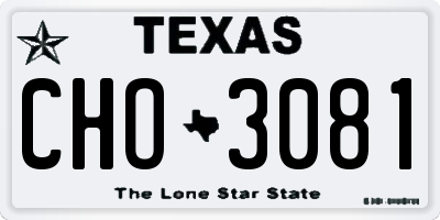 TX license plate CHO3081