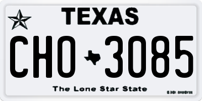 TX license plate CHO3085