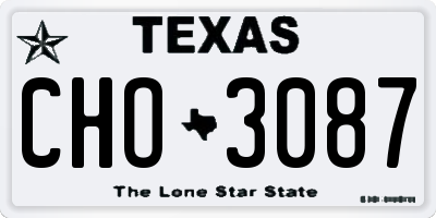 TX license plate CHO3087