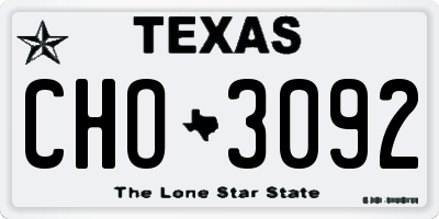 TX license plate CHO3092