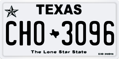 TX license plate CHO3096