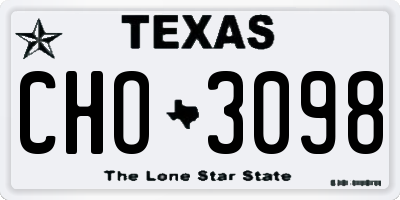 TX license plate CHO3098
