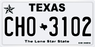 TX license plate CHO3102