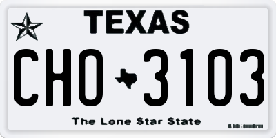 TX license plate CHO3103