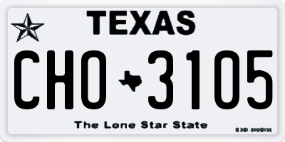 TX license plate CHO3105