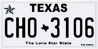 TX license plate CHO3106