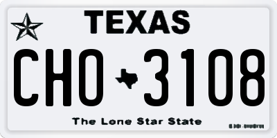 TX license plate CHO3108