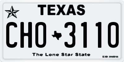 TX license plate CHO3110