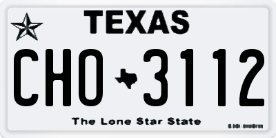 TX license plate CHO3112