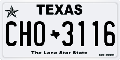TX license plate CHO3116