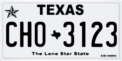 TX license plate CHO3123