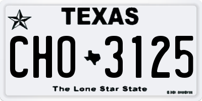 TX license plate CHO3125