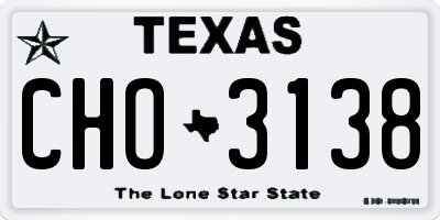 TX license plate CHO3138