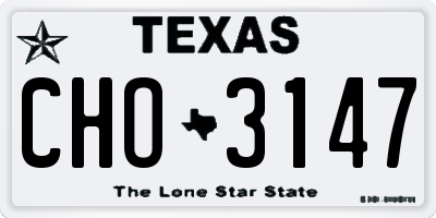 TX license plate CHO3147
