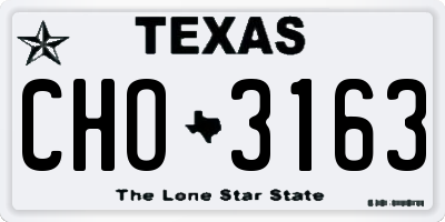 TX license plate CHO3163