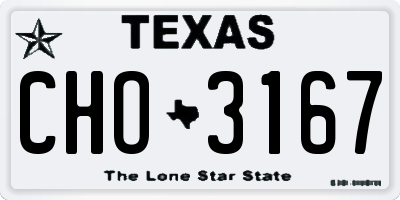 TX license plate CHO3167