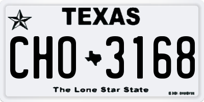 TX license plate CHO3168