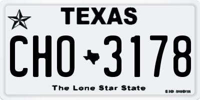 TX license plate CHO3178