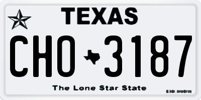 TX license plate CHO3187
