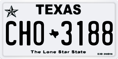 TX license plate CHO3188