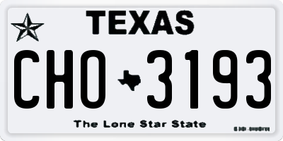 TX license plate CHO3193