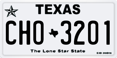 TX license plate CHO3201