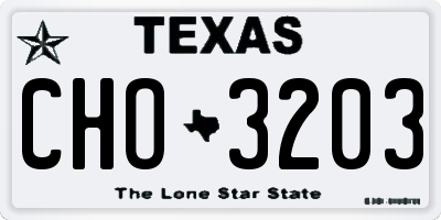 TX license plate CHO3203
