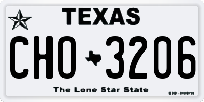 TX license plate CHO3206