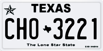 TX license plate CHO3221