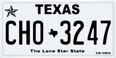 TX license plate CHO3247