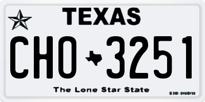 TX license plate CHO3251