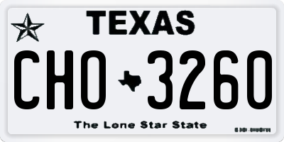 TX license plate CHO3260