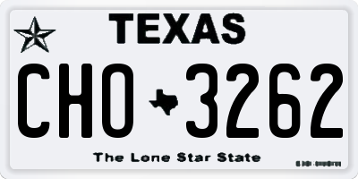TX license plate CHO3262