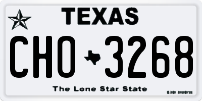 TX license plate CHO3268