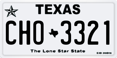 TX license plate CHO3321