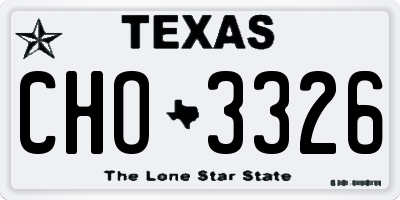 TX license plate CHO3326