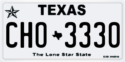TX license plate CHO3330