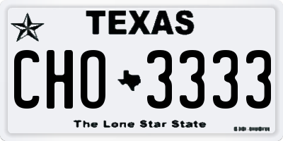 TX license plate CHO3333