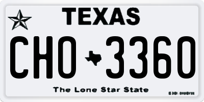 TX license plate CHO3360