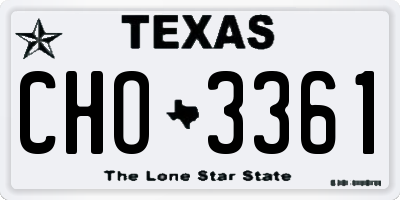 TX license plate CHO3361