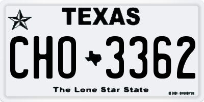 TX license plate CHO3362