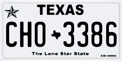 TX license plate CHO3386