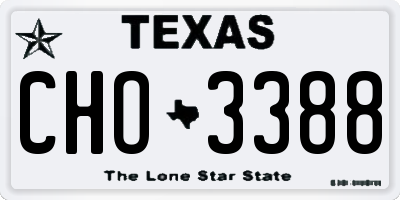 TX license plate CHO3388
