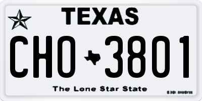 TX license plate CHO3801
