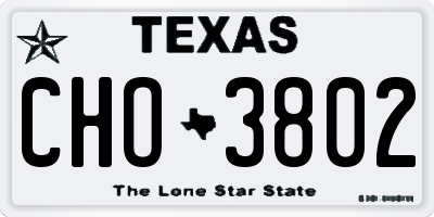 TX license plate CHO3802