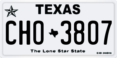 TX license plate CHO3807