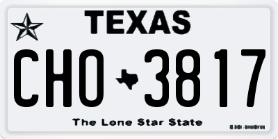 TX license plate CHO3817